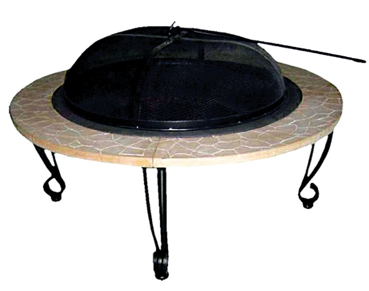 Fire Sense 02115 Cast Iron Stone Faux Finish Fire Pit