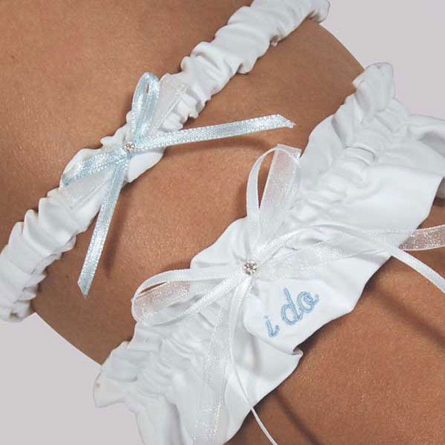 Cathys Concepts 3054W Embroidered I Do Wedding Garter in White
