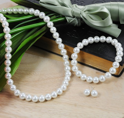 Cathys Concepts S1008SW 3 Piece Bridal Pearl Jewelry Collection pearl bridal jewelry set