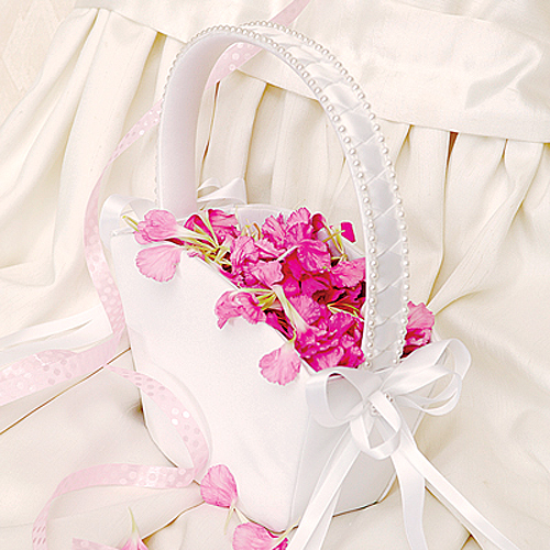 Cathys Concepts 1005W White Flower Girl Basket Tote