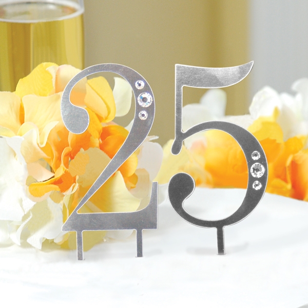 Cathys Concepts CT25A 25th Wedding Anniversary Rhinestone Cake Topper