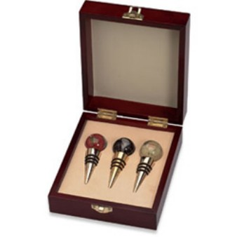 30Mm Gemstone Globe Wine Bottle Stoppers-Set Of 3