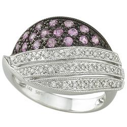 14K White Gold Pink Sapphire and Diamond Ring Ring Size: 6.5