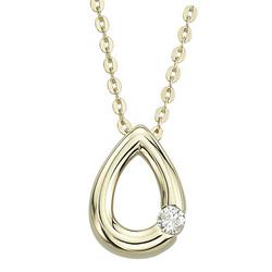 14K Yellow Gold Pear-Shape Diamond Pendant and Necklace
