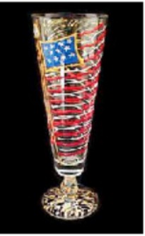 Bellissimo P-0901-STEM Hand Painted America's Flag Design 10 oz. Pilsner