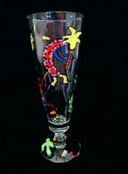 Bellissimo P-1102-STEM Hand Painted Chilies and Kokopelli Design 10 oz. Pilsner