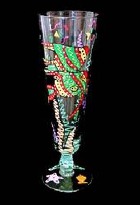 Bellissimo P-2100-STEM Hand Painted Angel Fish Design 10 oz. Pilsner