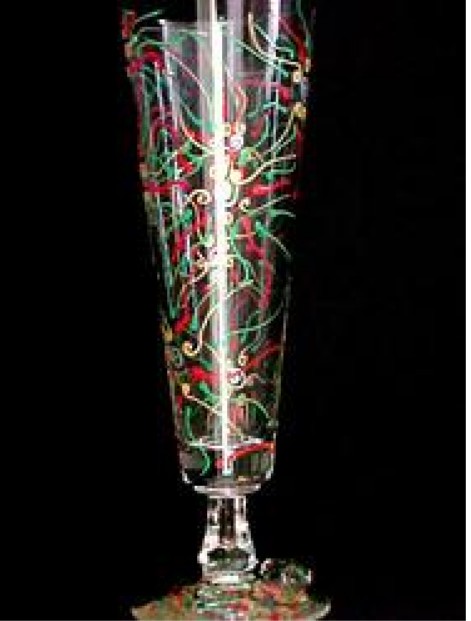 Bellissimo P-2397-STEM Hand Painted Regal Poinsettia Design 10 oz. Pilsner