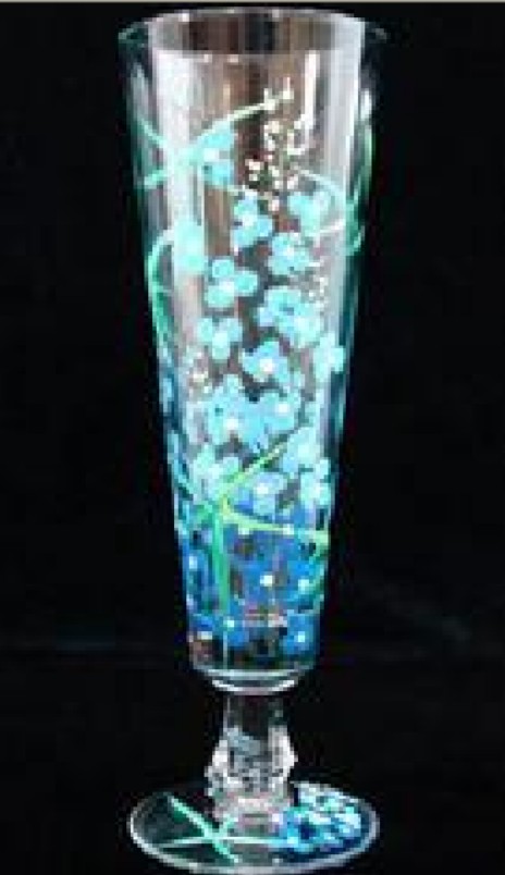 Bellissimo P-3005-STEM Hand Painted Texas Bluebonnets Design 10 oz. Pilsner