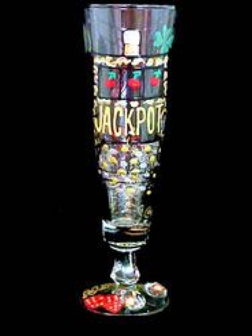 Bellissimo P-3297-STEM Hand Painted Casino Magic Slots Design 10 oz. Pilsner