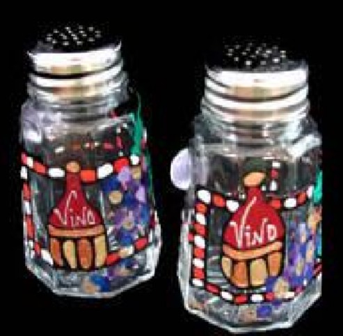 Bellissimo SP1007 Hand Painted Wine Festival Design 2.5 oz. Salt Pepper Shakers Set of 2