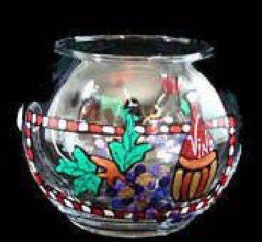 Bellissimo CANL-1007 Hand Painted Wine Festival Design 19 oz. Bubble Ball with Candle
