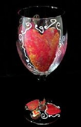 Bellissimo W-0196-STEM Hand Painted Valentine Treasure Design 8 oz. Wine Glass