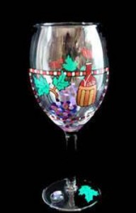 Bellissimo W-1007-STEM Hand Painted Wine Festival Design 8 oz. Wine Glass