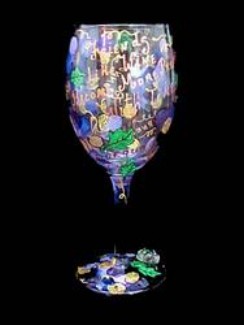 Bellissimo W-1597-STEM Hand Painted Friends like Wine Design 8 oz. Wine Glass