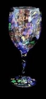 Bellissimo W-1697-STEM Hand Painted Mothers like Wine Design 8 oz. Wine Glass