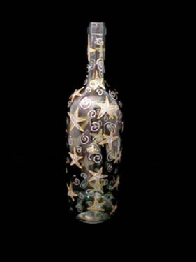 Bellissimo DECANTSET1999 Hand Painted Wishing on the Stars Design Wine Bottle with Stopper