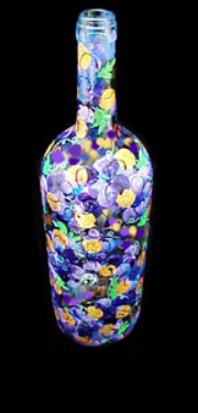 Bellissimo DECANTSET3502 Hand Painted Grapes Vines Design Wine Bottle with Stopper