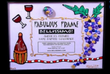 Bellissimo FFRM-1007 Hand Painted Wine Festival Design 8 x 10 Inch Frame with Rectangle Photo Opening