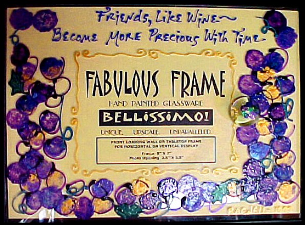 Bellissimo FFRM-1597 Hand Painted Friends like Wine Design 8 x 10 Inch Frame with Rectangle Photo Opening
