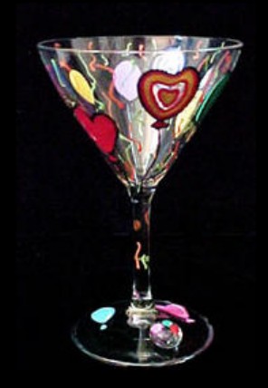 Bellissimo GM0297STEM Hand Painted Birthday Balloons Design Grande 10 oz. Martini Glass