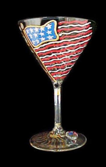 Bellissimo GM0901STEM Hand Painted America s Flag Design Grande 10 oz. Martini Glass