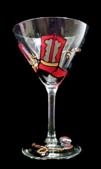 Bellissimo GM-1005-STEM Hand Painted Blazing Boots Design Grande 10 oz. Martini Glass
