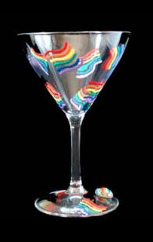 Bellissimo GM-1006-STEM Hand Painted Pride Rainbow Design Grande 10 oz. Martini Glass