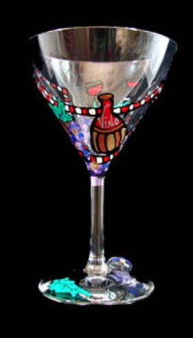 Bellissimo GM-1007-STEM Hand Painted Wine Festival Design Grande 10 oz. Martini Glass