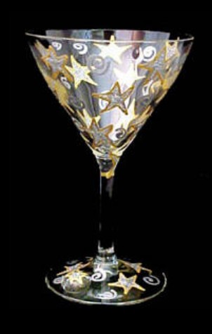 Bellissimo GM1999STEM Hand Painted Wishing on the Stars Design Grande 10 oz. Martini Glass