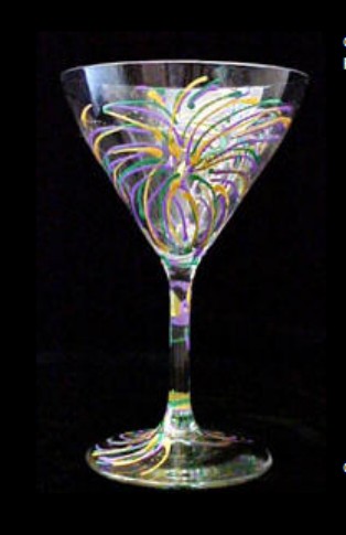 Bellissimo GM3098STEM Hand Painted Mardi Gras Fireworks Design Grande 10 oz. Martini Glass