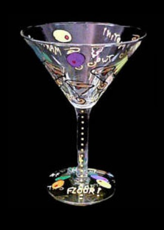 Bellissimo GM9000STEM Hand Painted One Martini Two Martini Design Grande 10 oz. Martini Glass