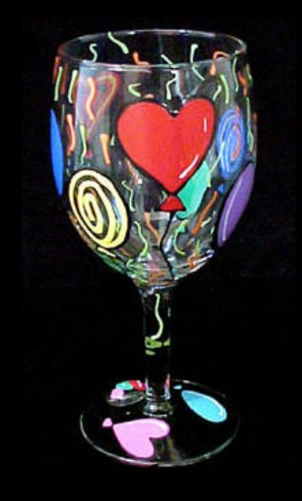 Bellissimo GW-0297-STEM Hand Painted Birthday Balloons Design Grande 16 oz. Wine Glass