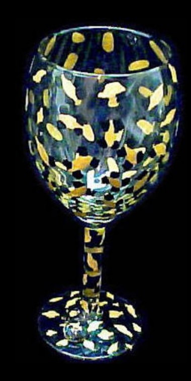 Bellissimo GW-0797-STEM Hand Painted Gold Leopard Design Grande 16 oz. Wine Glass