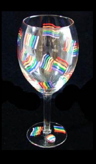 Bellissimo GW-1006-STEM Hand Painted Pride Rainbow Design Grande 16 oz. Wine Glass