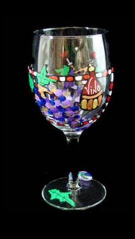 Bellissimo GW-1007-STEM Hand Painted Wine Festival Design Grande 16 oz. Wine Glass