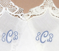 Beverly Clark 16OI Script Monogram Handkerchief Ivory