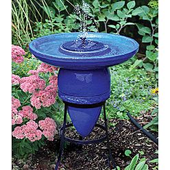 E-V Ceramic Amphora Solar Bird Bath Fountain