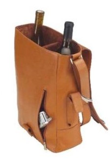 Picnic Gift 4025 Brown Vino 2 Leather Wine Tote Two Bottle Carrier