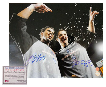 All About Autographs AAA-75589 David Wright and Jose Reyes New York Mets MLB Hand Signed 16x20 Photograph 2006 NL East Champs Celebration