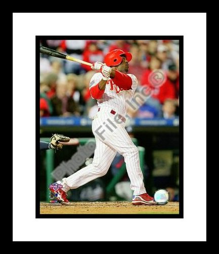 All About Autographs AAA-21096 Jimmy Rollins Philadelphia Phillies MLB Framed 8x10 Photograph 2009 Batting