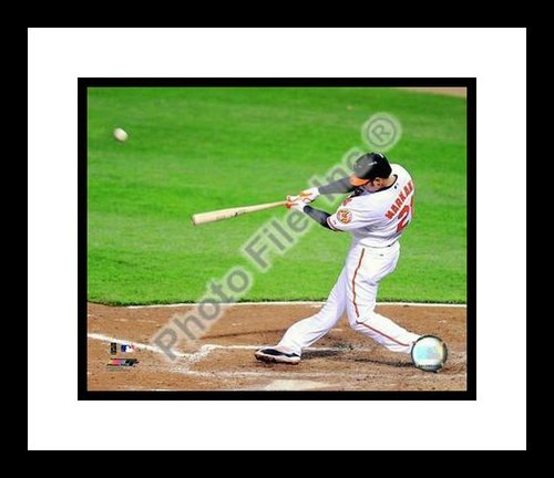 All About Autographs AAA-21135 Nick Markakis Baltimore Orioles MLB Framed 8x10 Photograph 2009 Batting