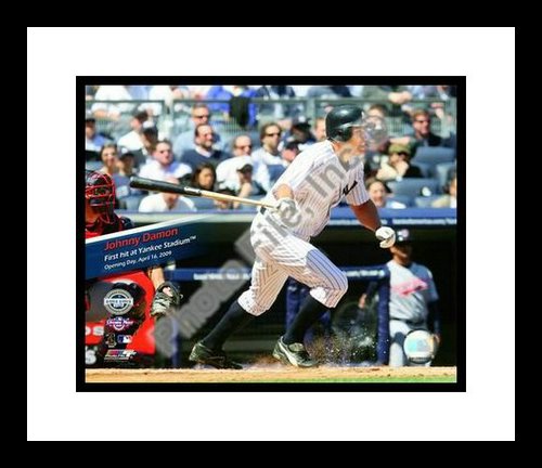 All About Autographs AAA-21145 Johnny Damon New York Yankees MLB Framed 8x10 Photograph 2009 1st New Yankee Stadium Hit