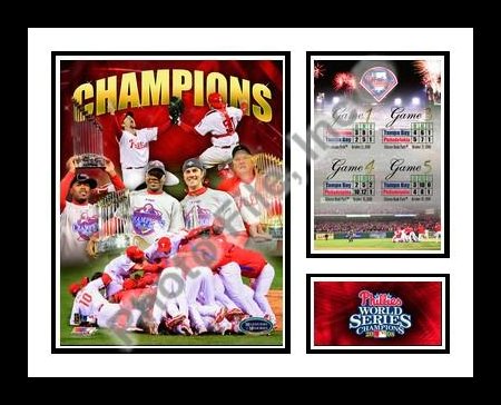 All About Autographs AAA-50130 2009 Philadelphia Phillies MLB Framed Photograph World Series Champs Milestone Collage