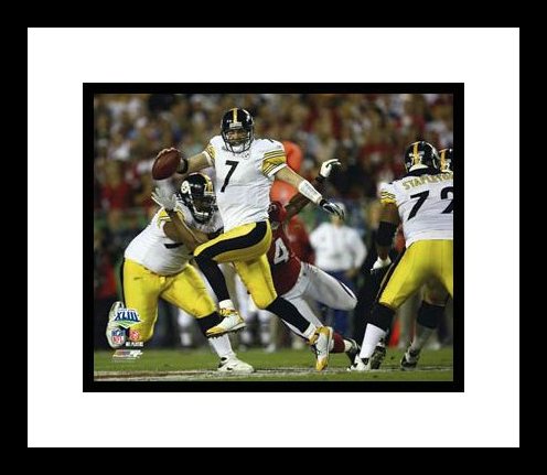 All About Autographs AAA21075 Ben Roethlisberger Pittsburgh Steelers NFL Framed 8x10 Photograph Super Bowl XLIII Scrambling