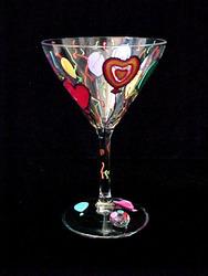 Bellissimo M0297STEM Hand Painted Birthday Balloons Design 7.5 oz. Martini Glass