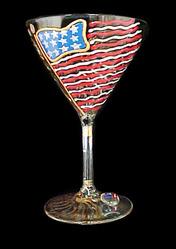 Bellissimo M0901STEM Hand Painted America s Flag Design 7.5 oz. Martini Glass