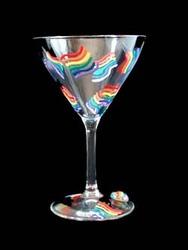 Bellissimo M1006STEM Hand Painted Pride Rainbow Design 7.5 oz. Martini Glass