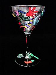 Bellissimo M1102STEM Hand Painted Chilies Kokopelli Design 7.5 oz. Martini Glass