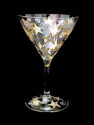Bellissimo M1999STEM Hand Painted Wishing on the Stars Design 7.5 oz. Martini Glass